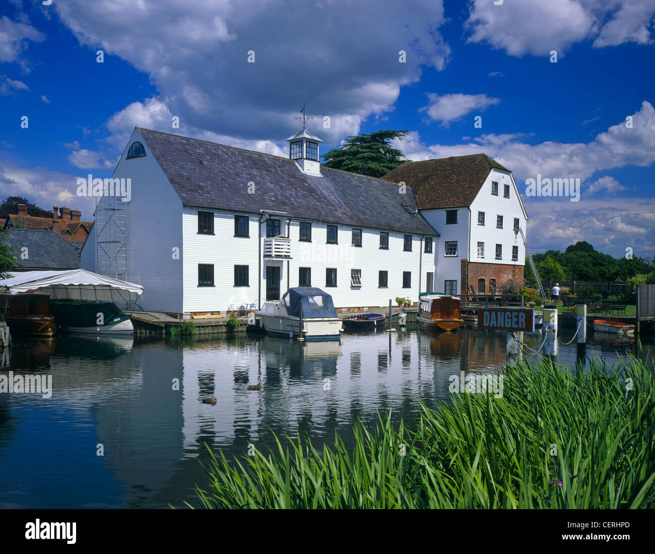 A view across the water to Hambleden Mill. Stock Photo