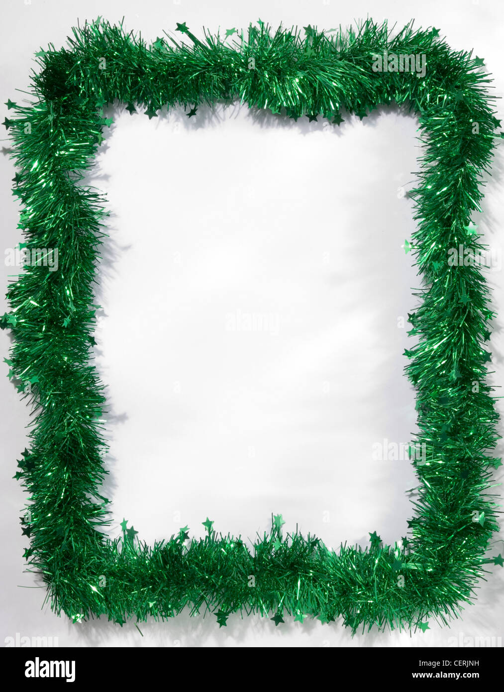 Silver tinsel in oblong frame shape Stock Photo