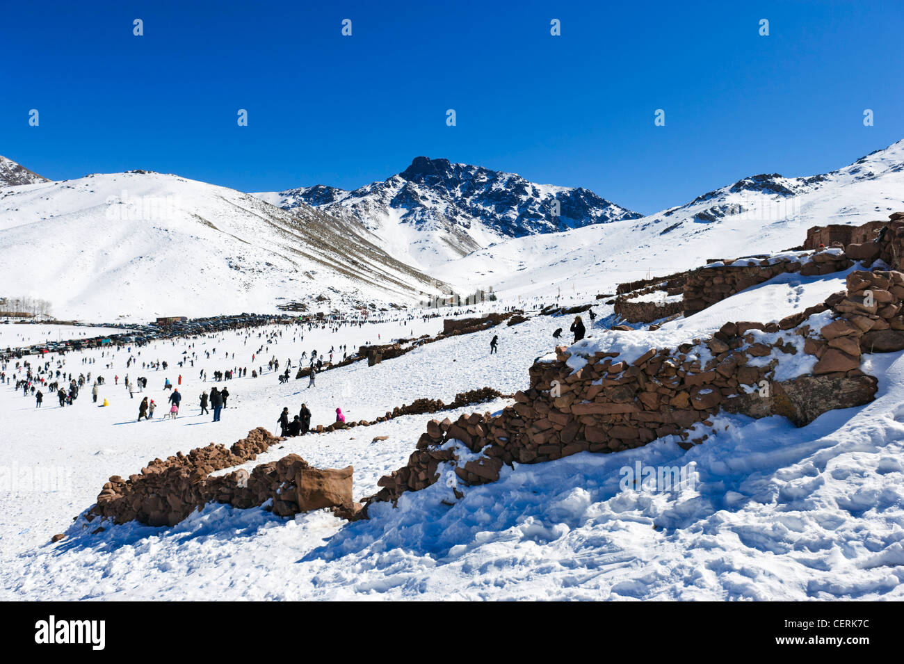 The ski resort of Oukaïmeden in the Atlas Mountains near Marrakech, Morocco, North Africa Stock Photo