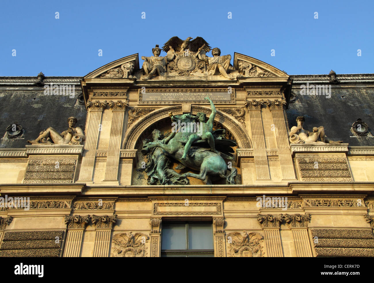 Detail, Statue, Napoleon III, Le Louvre building, Paris, Ile de France