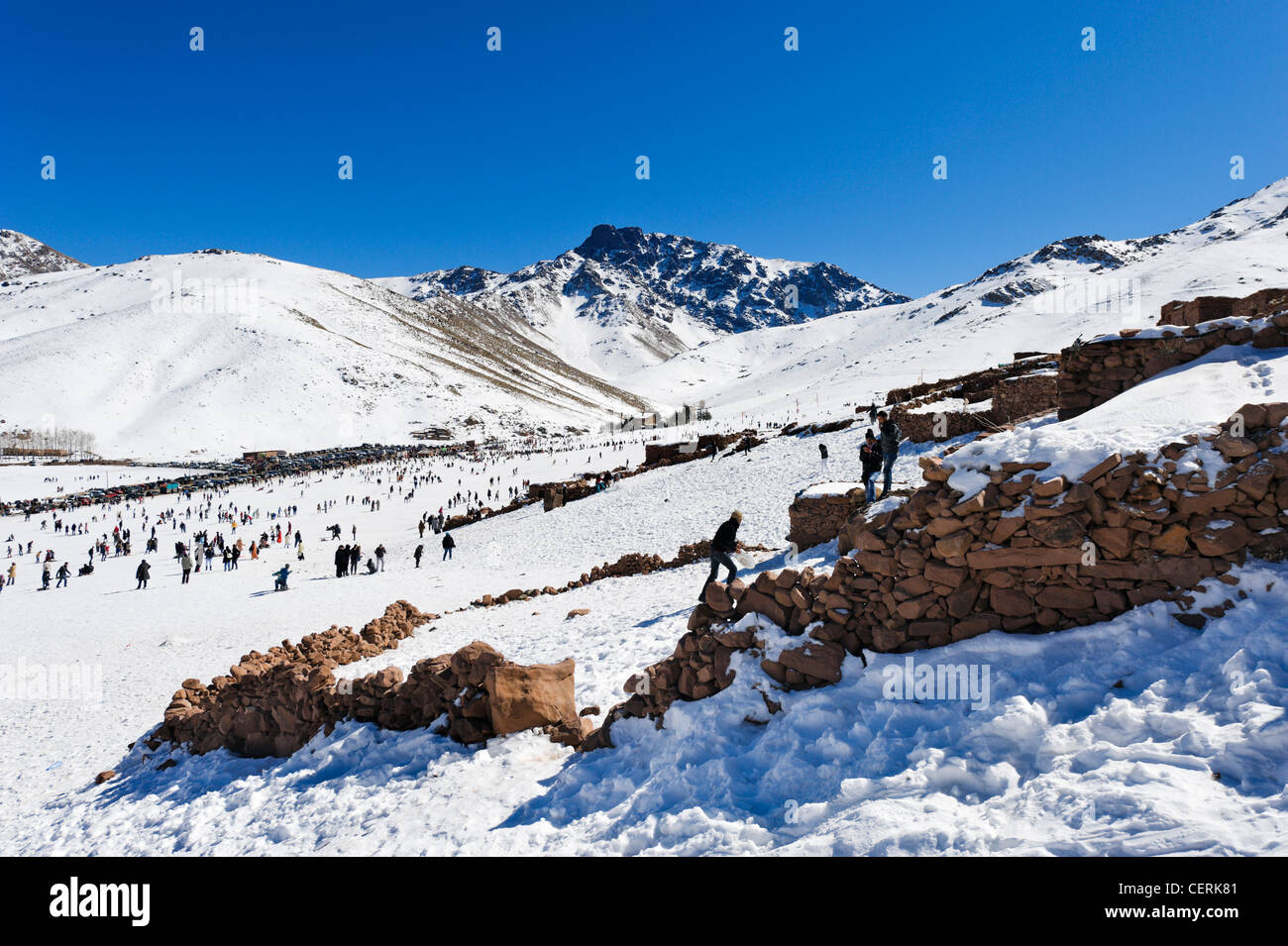 The ski resort of Oukaïmeden in the Atlas Mountains near Marrakech, Morocco, North Africa Stock Photo