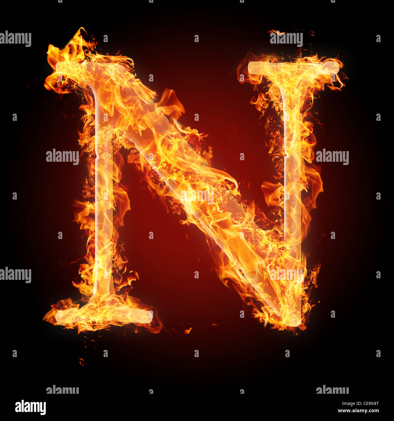 Letter N in fire. For more words, fonts and symbols see my portfolio