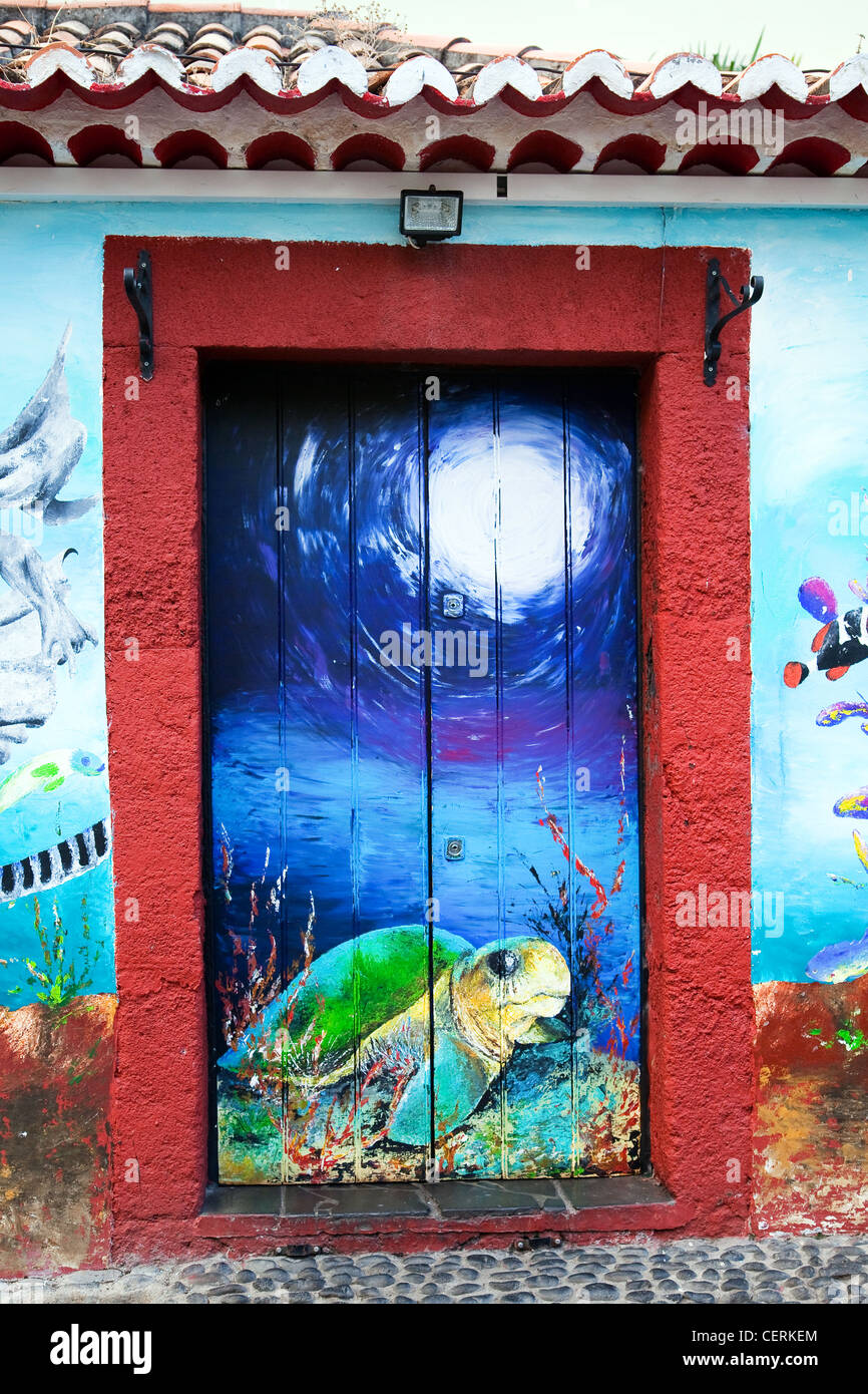 Funchal Old Town Painted Doors on Rua de Santa MariaZona Historica do Funchal Portas com Arte Funchal Old Town Painted Doors on Rua de Santa MariaZona Historica do Funchal Portas com Arte