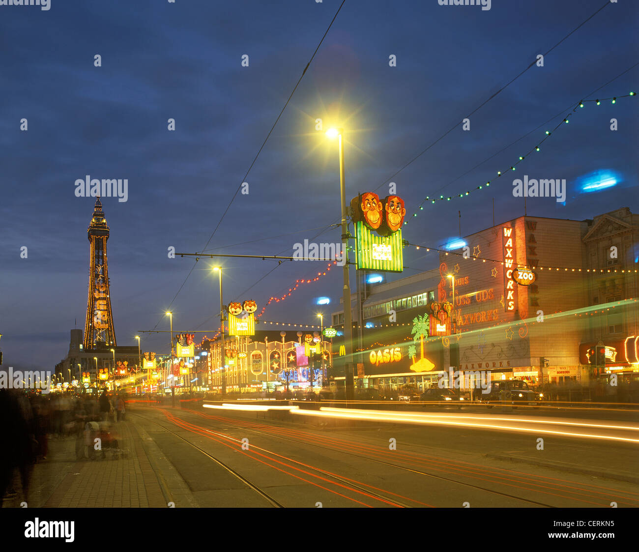Blurred lights on The Golden Mile. Stock Photo