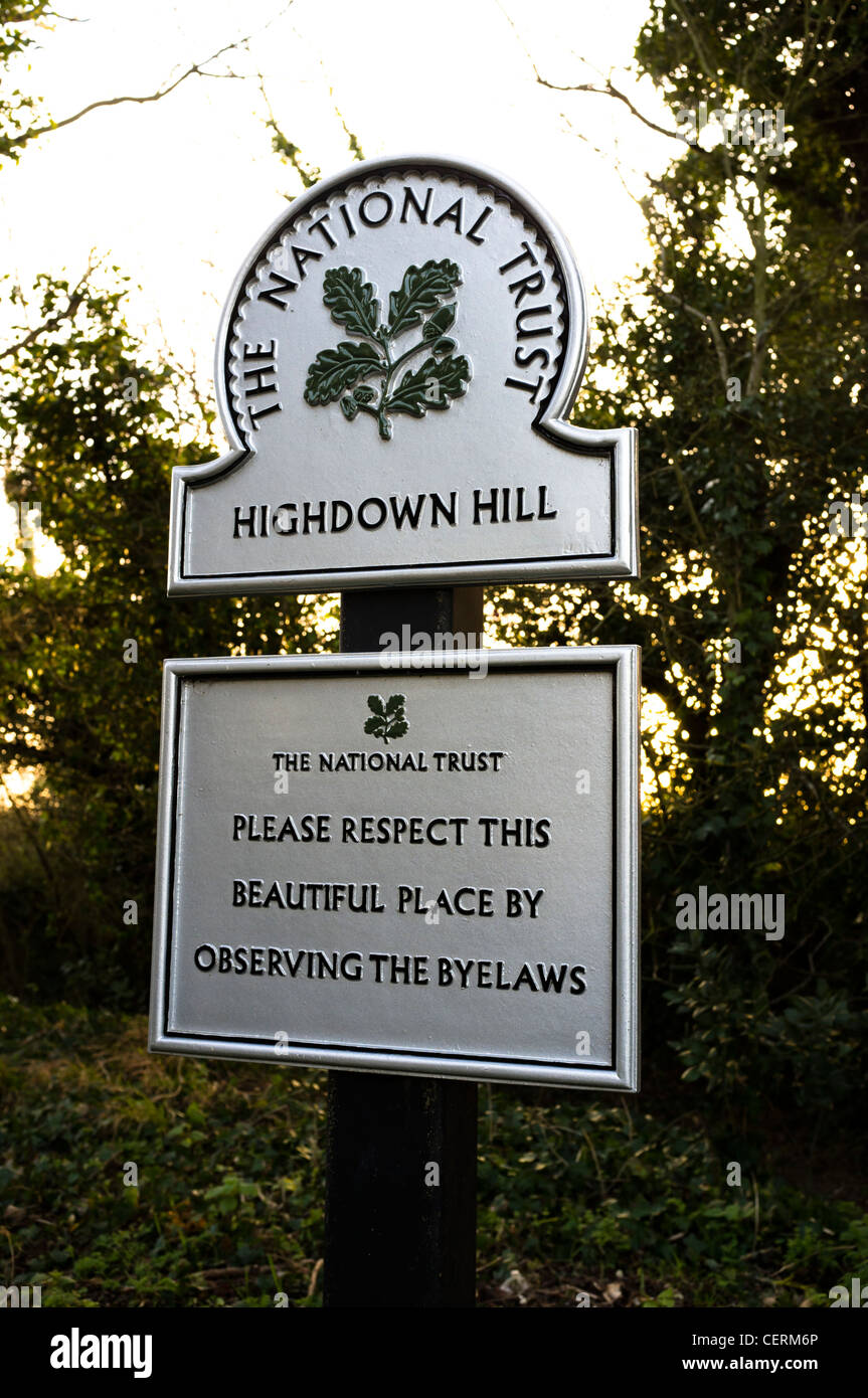 National Trust sign on Highdown hill, near Worthing, West Sussex Stock Photo Alamy