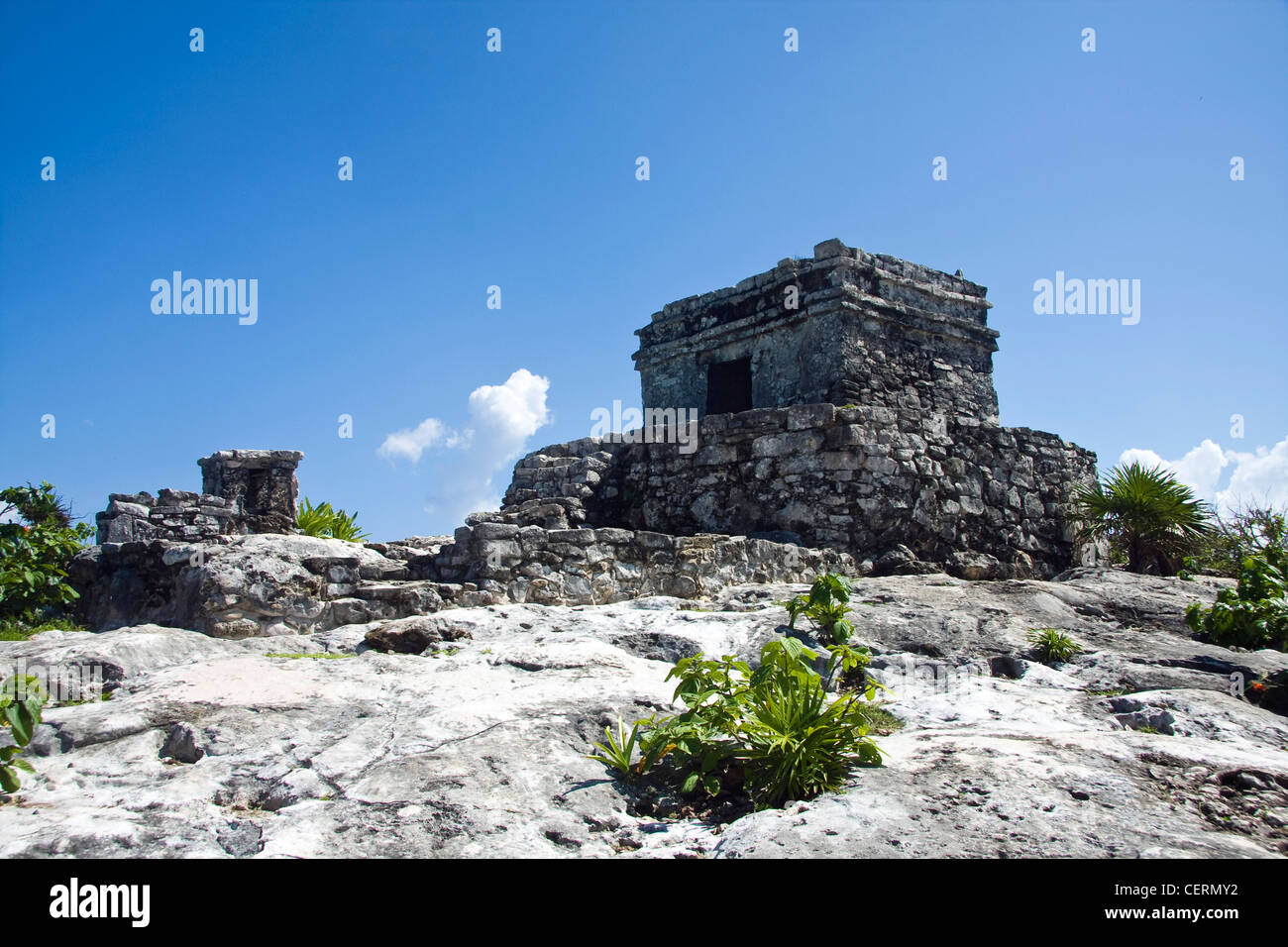 Stone ruins in Tulum Mexico Stock Photo