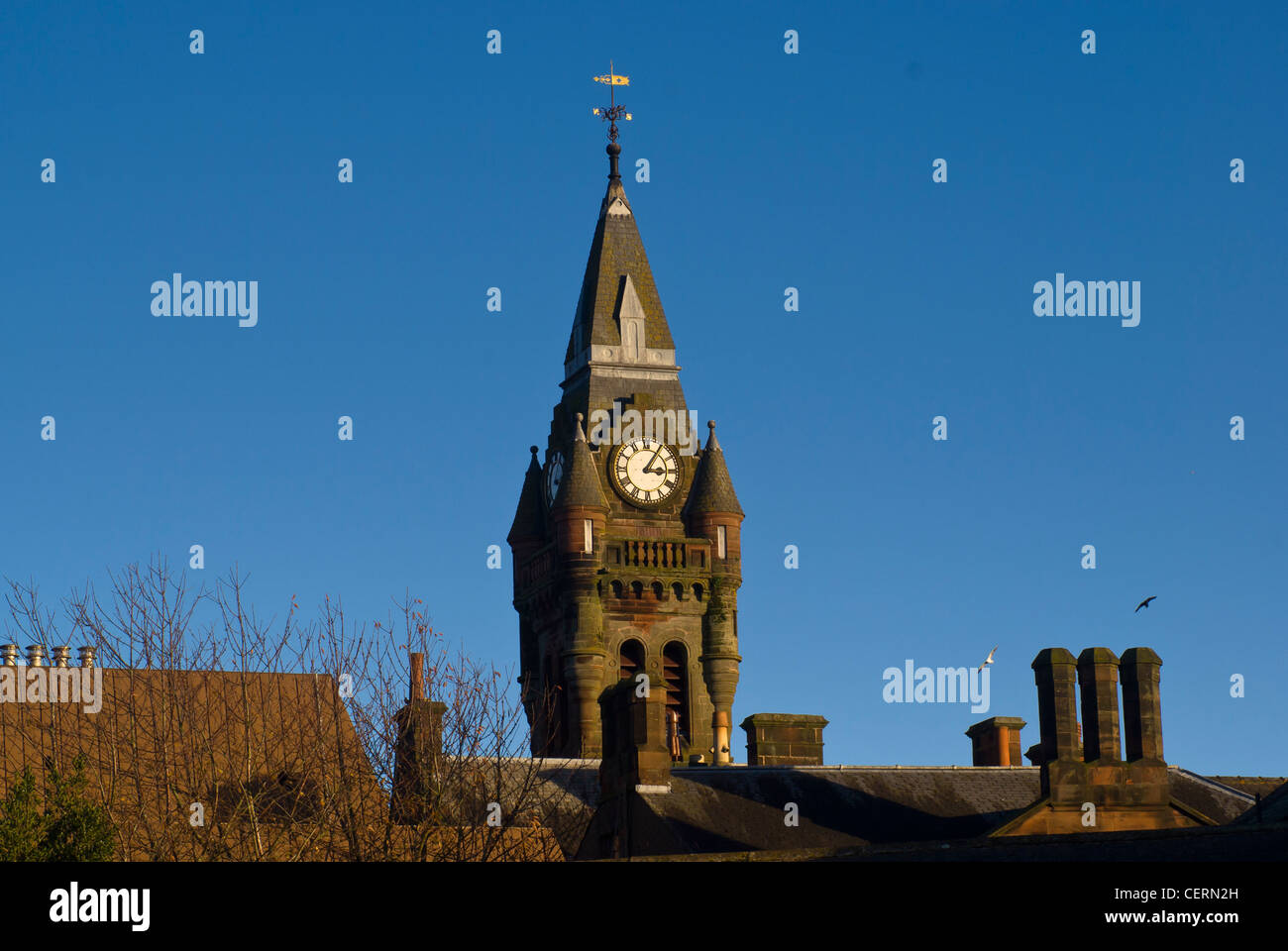 Building, Clock Tower, Town Hall, Annan, Scotland Stock Photo