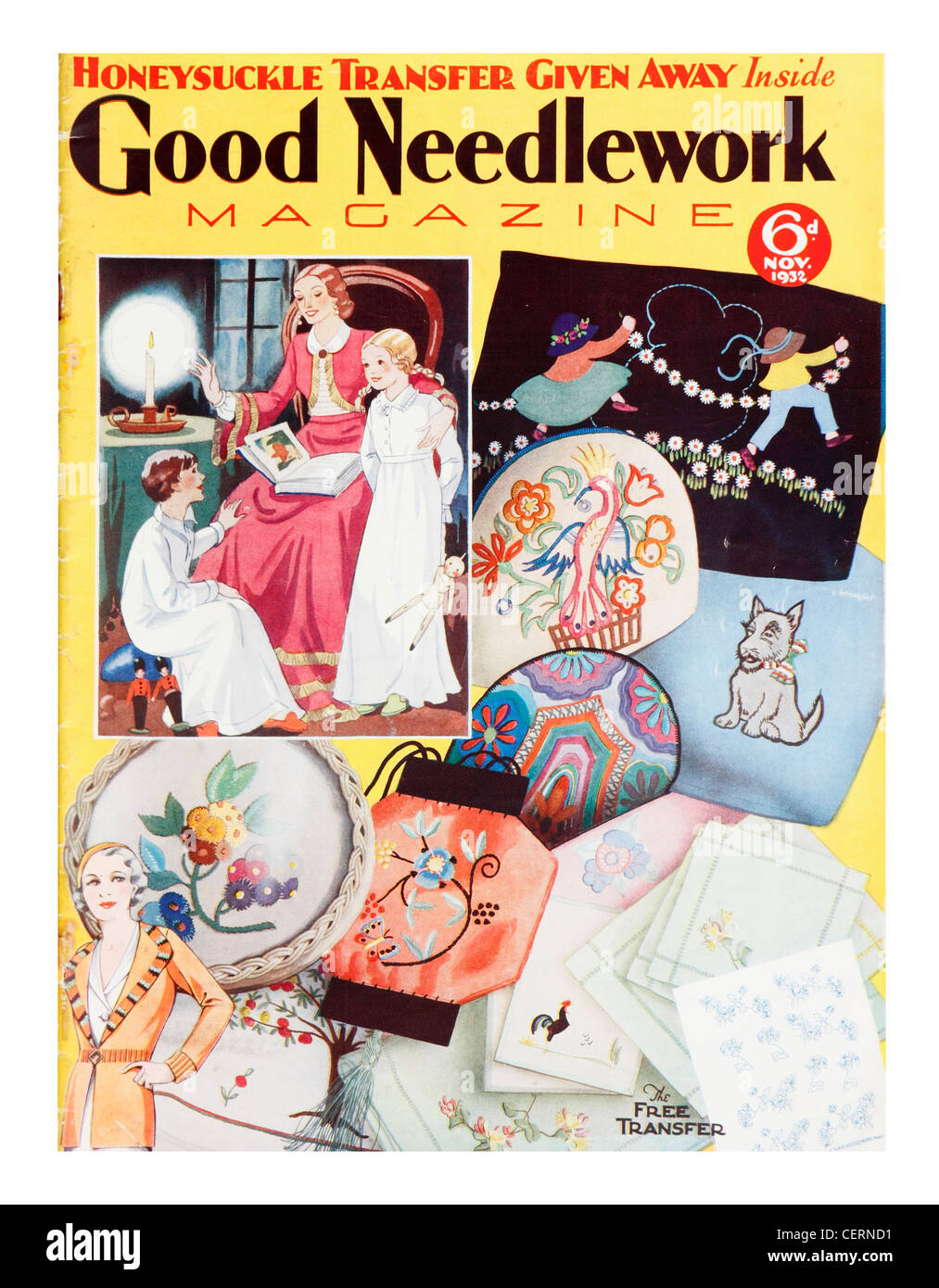 1930s Needlework Magazine Good Needlework Needlewoman. Embroidery Transfer Stock Photo