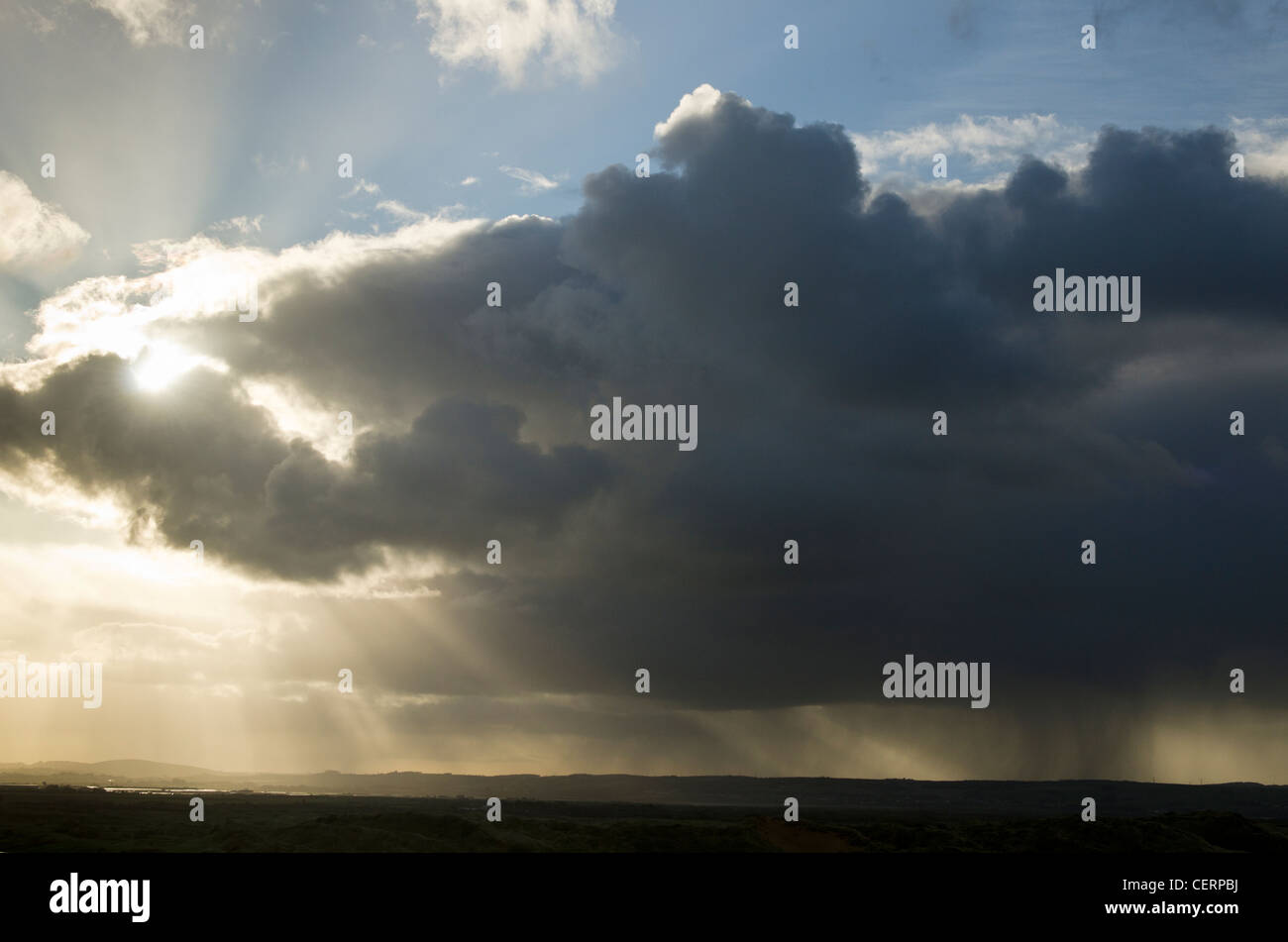 Storm clouds over Saunton Sands Devon Stock Photo