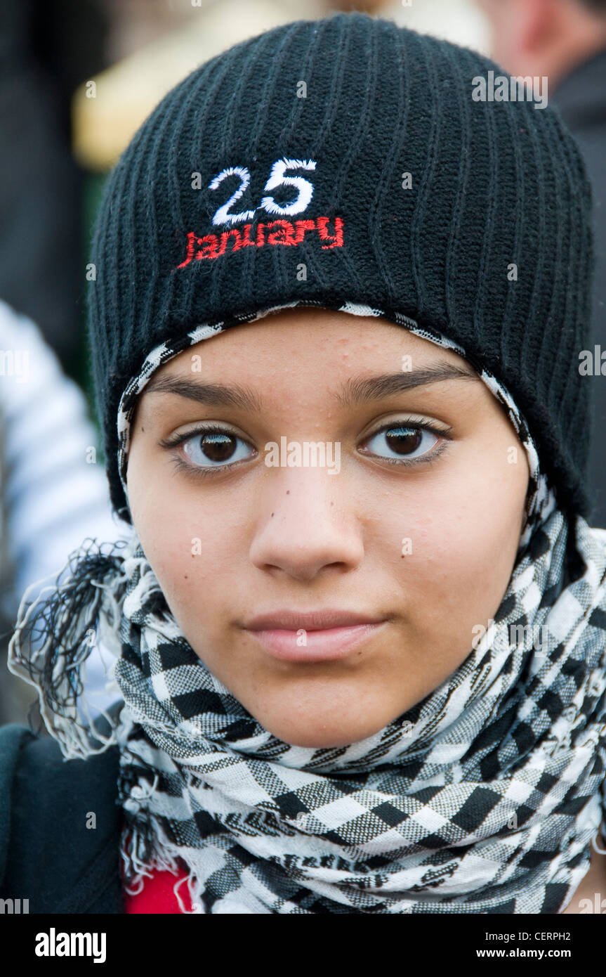 Young egyptian woman protester at the first anniversary of the egyptian ...