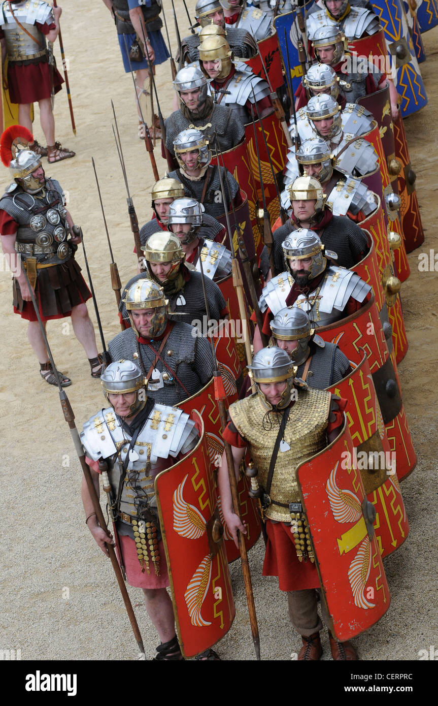 Roman Gladiators And Soldiers At A Re Enactment In The Roman ...