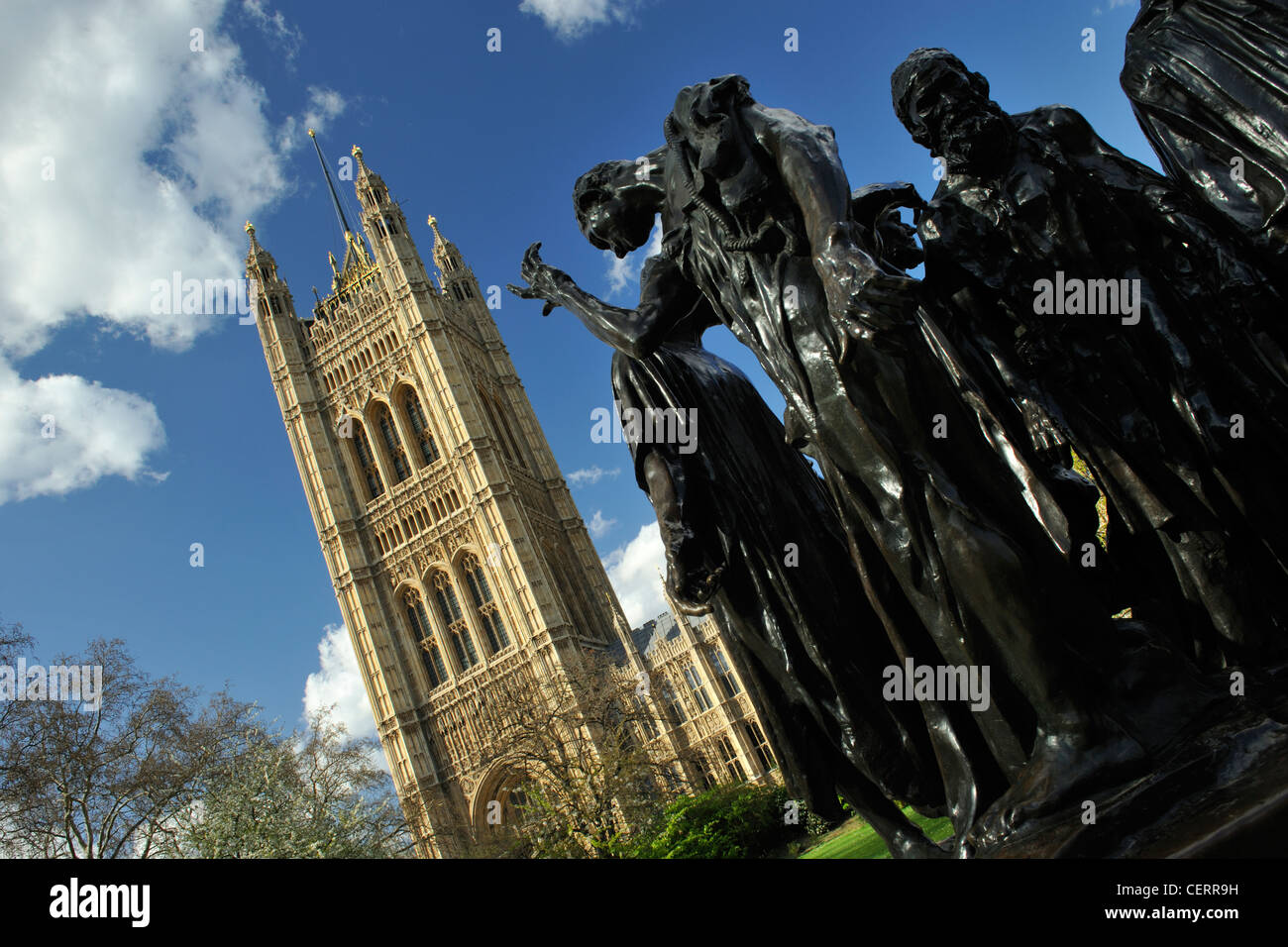 The Burghers of Calais sculpture by Rodin in The Victoria Tower Gardens. Stock Photo