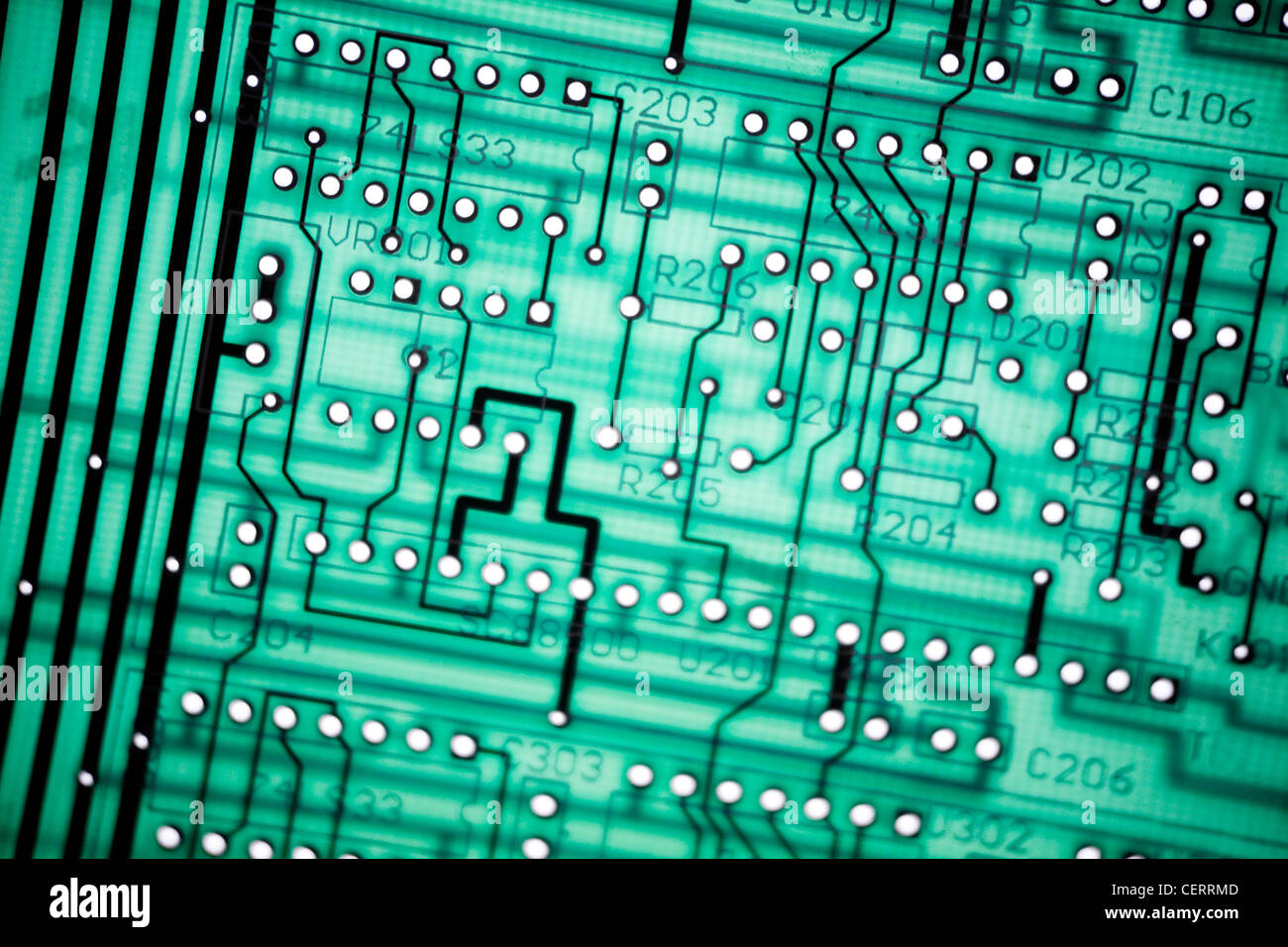 green Circuit Board close up shot Stock Photo