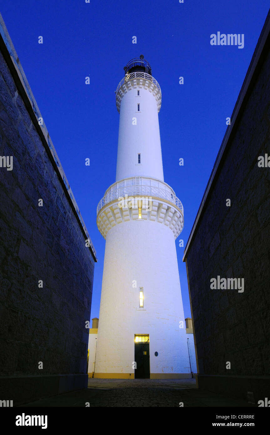 Girdle Ness Lighthouse at night, Aberdeen Stock Photo