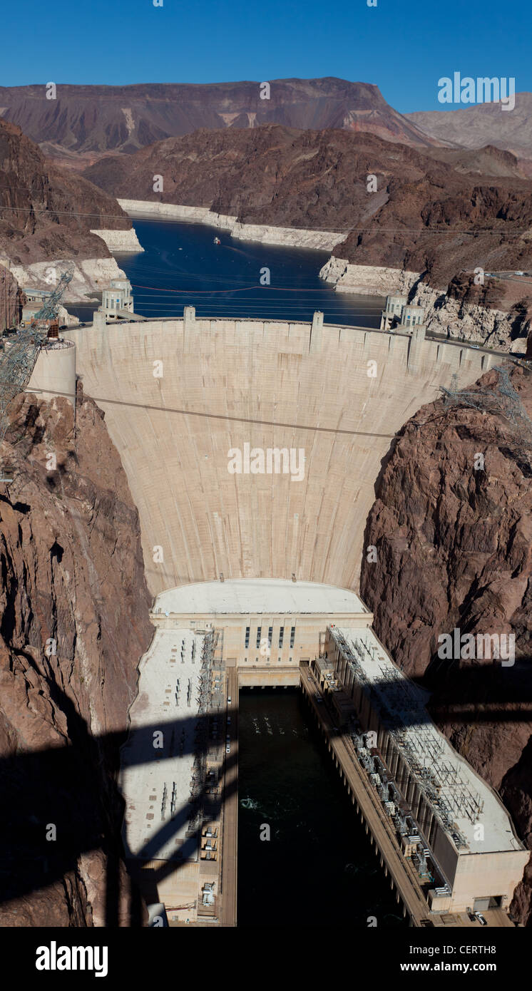 The historic Hoover Dam on he Colorado River and Lake Meade Arizona Stock Photo