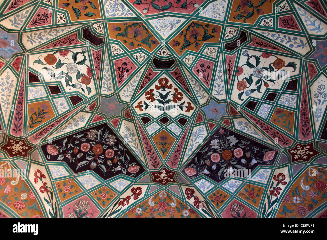 India, Rajasthan, Jaipur, Amber, Fort, interior, murals, wall paintings