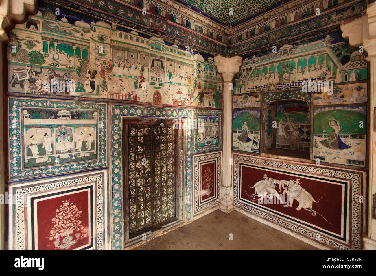India, Rajasthan, Bundi, Chitrasala, Palace, murals, wall paintings Stock Photo 43552091 Alamy