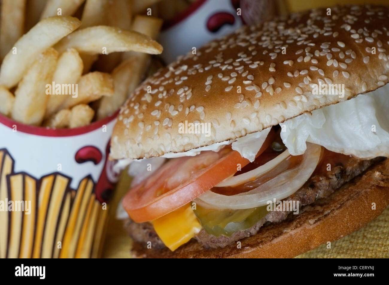 Hamburger and Fries, Burger King Stock Photo