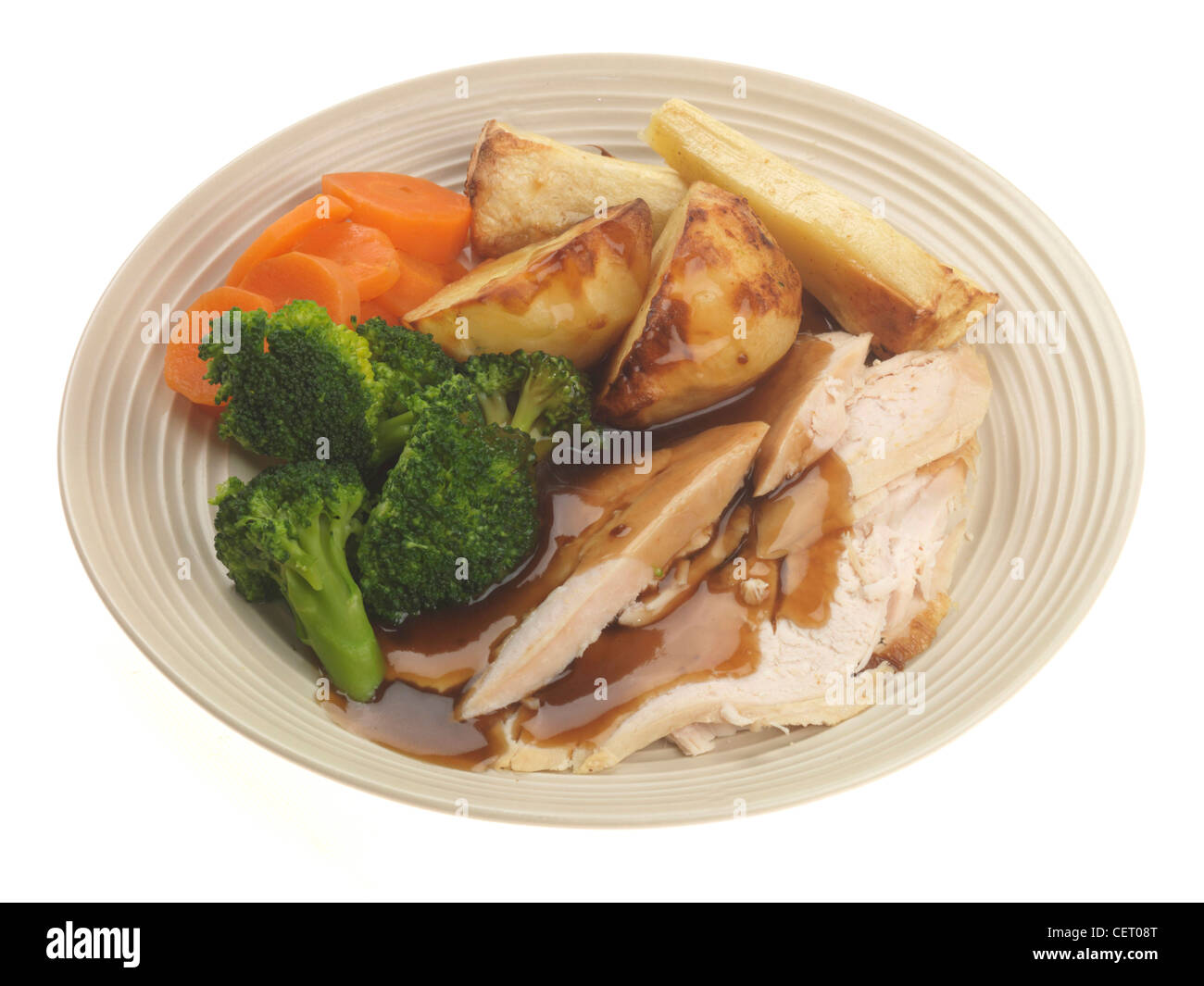 Traditional Roast Chicken Meal With Vegetables Stock Photo Alamy
