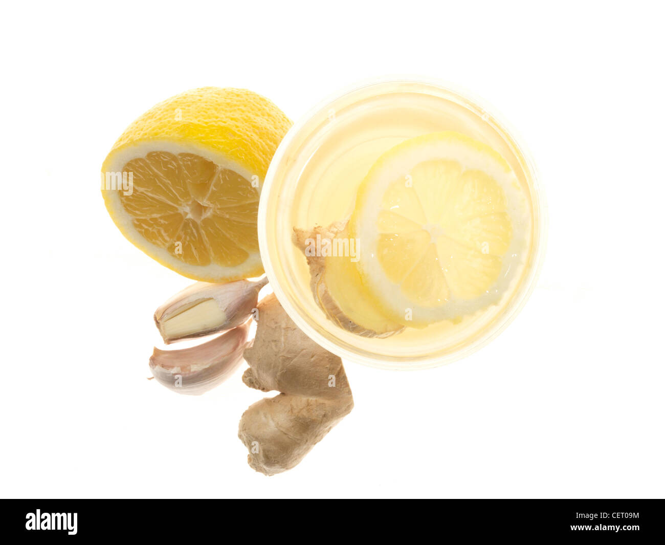 Lemon ginger garlic tea healthy bev beverage hires stock photography