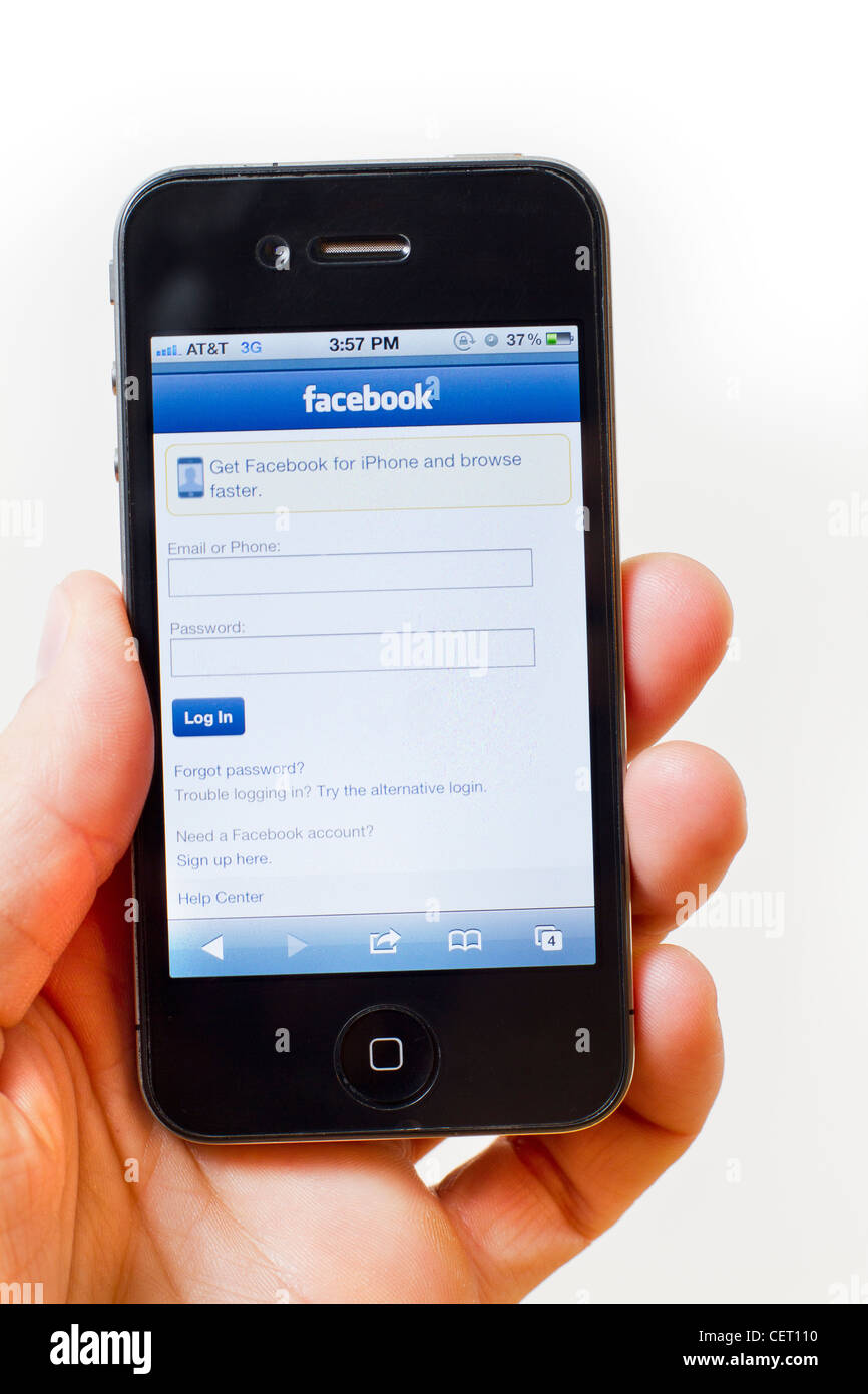 Hand Holding An Iphone 4 4s Showing A Login Page For Facebook Website Mobile Version Stock Photo Alamy Hand Holding An Iphone 4 4s Showing A Login Page For Facebook Website Mobile Version Stock Photo Alamy