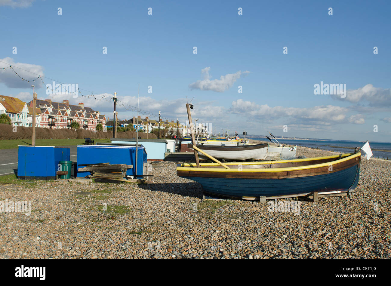 Fishing boats Worthing beach West Sussex England Uk Stock Photo - Alamy