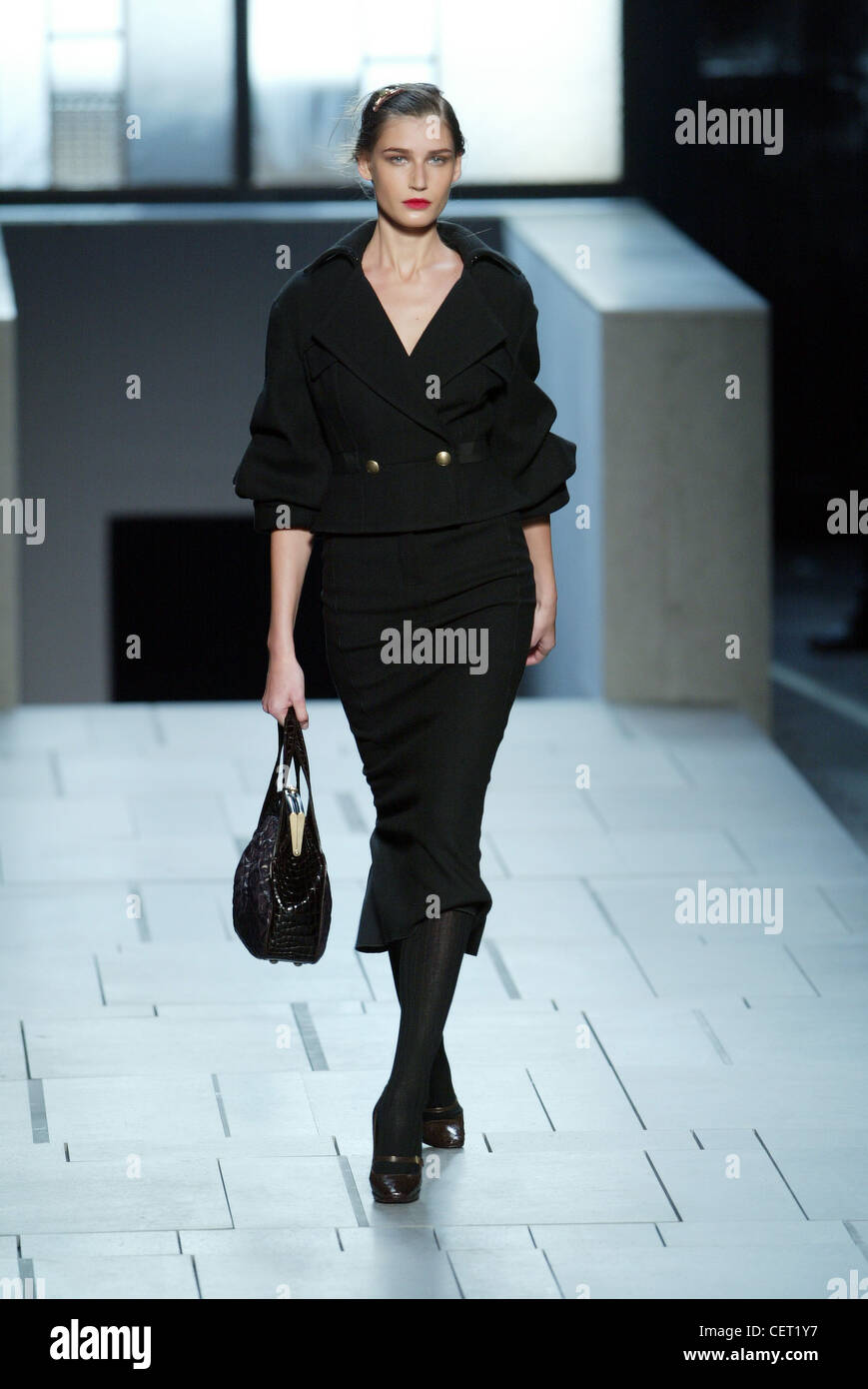 Spanish model Eugenia Silva in black skirt suit Stock Photo - Alamy