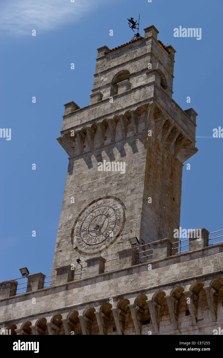 The stone clock tower in Montepulciano, Tuscany, Italy Stock Photo Alamy