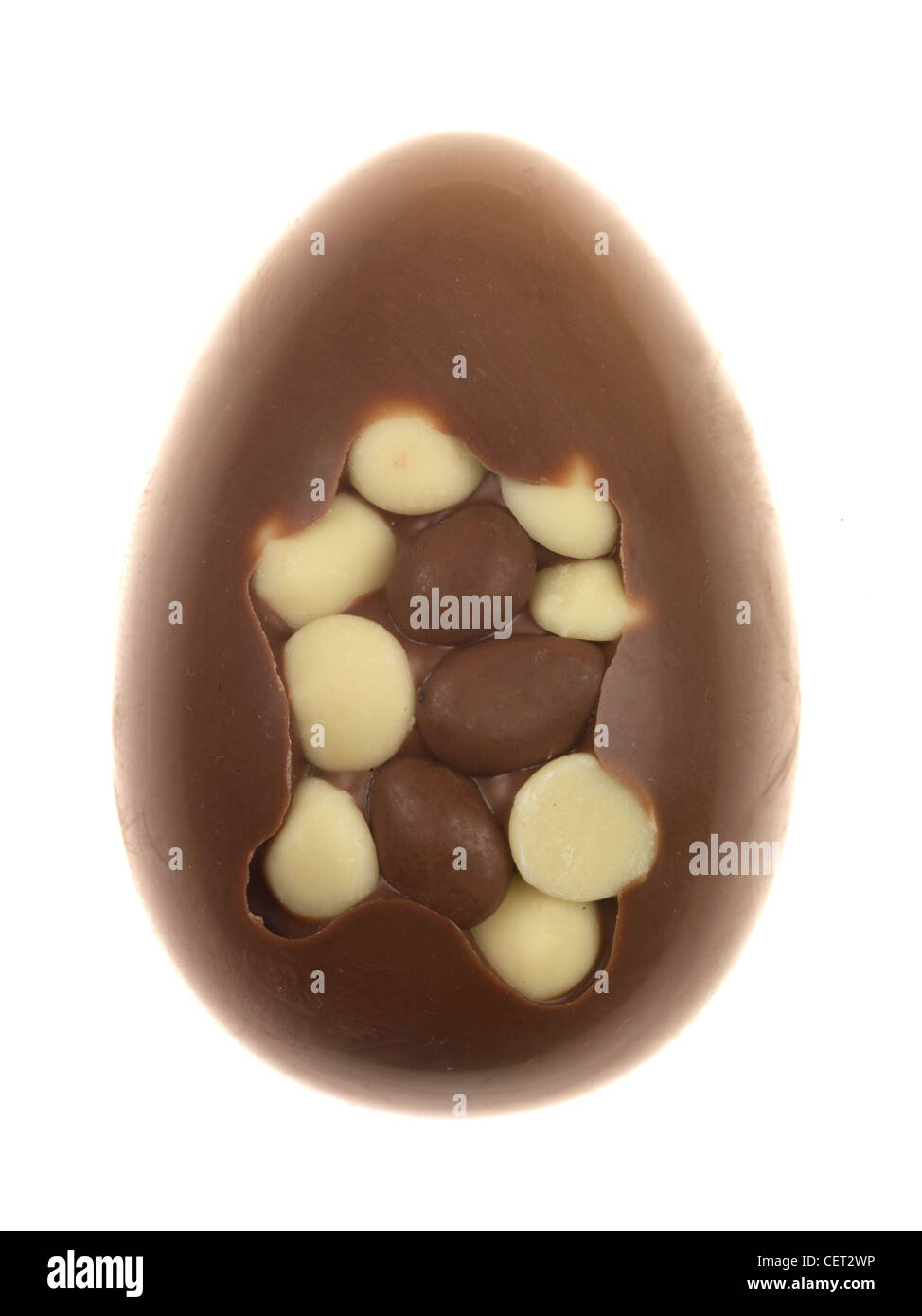 Traditional Luxury Novelty Chocolate Easter Egg Confectionery, Isolated Against White Background, With Clipping Path And No People, Ready To Eat Stock Photo