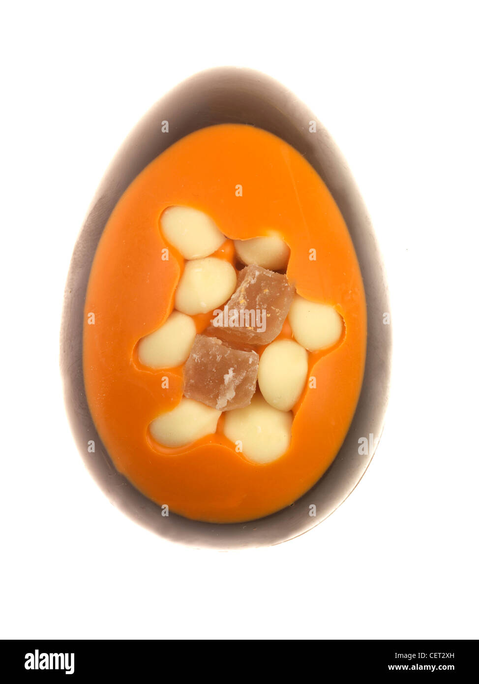 Traditional Luxury Novelty Chocolate Easter Egg Confectionery, Isolated Against White Background, With Clipping Path And No People, Ready To Eat Stock Photo