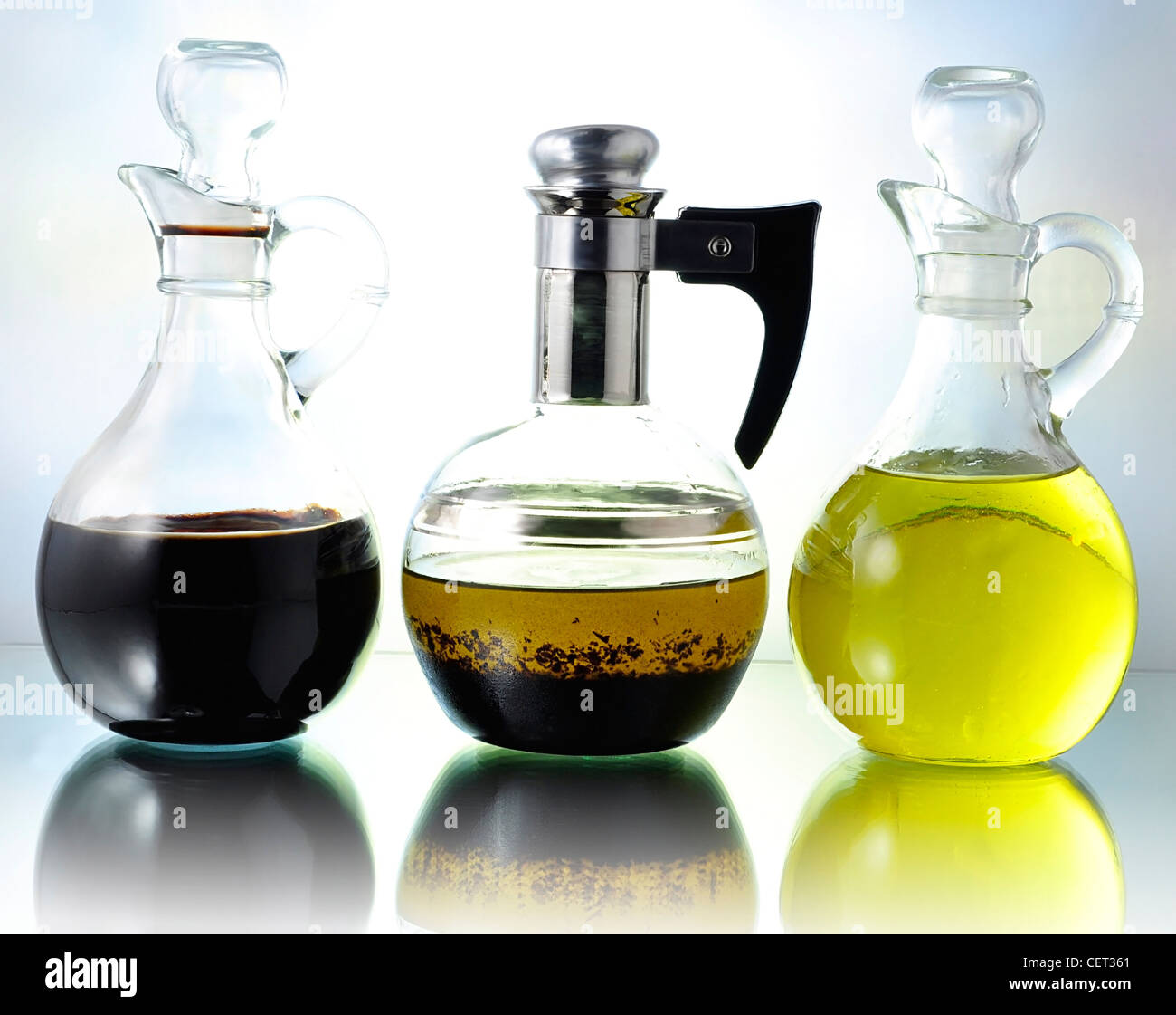 oil , vinegar and salad dressing bottles Stock Photo Alamy