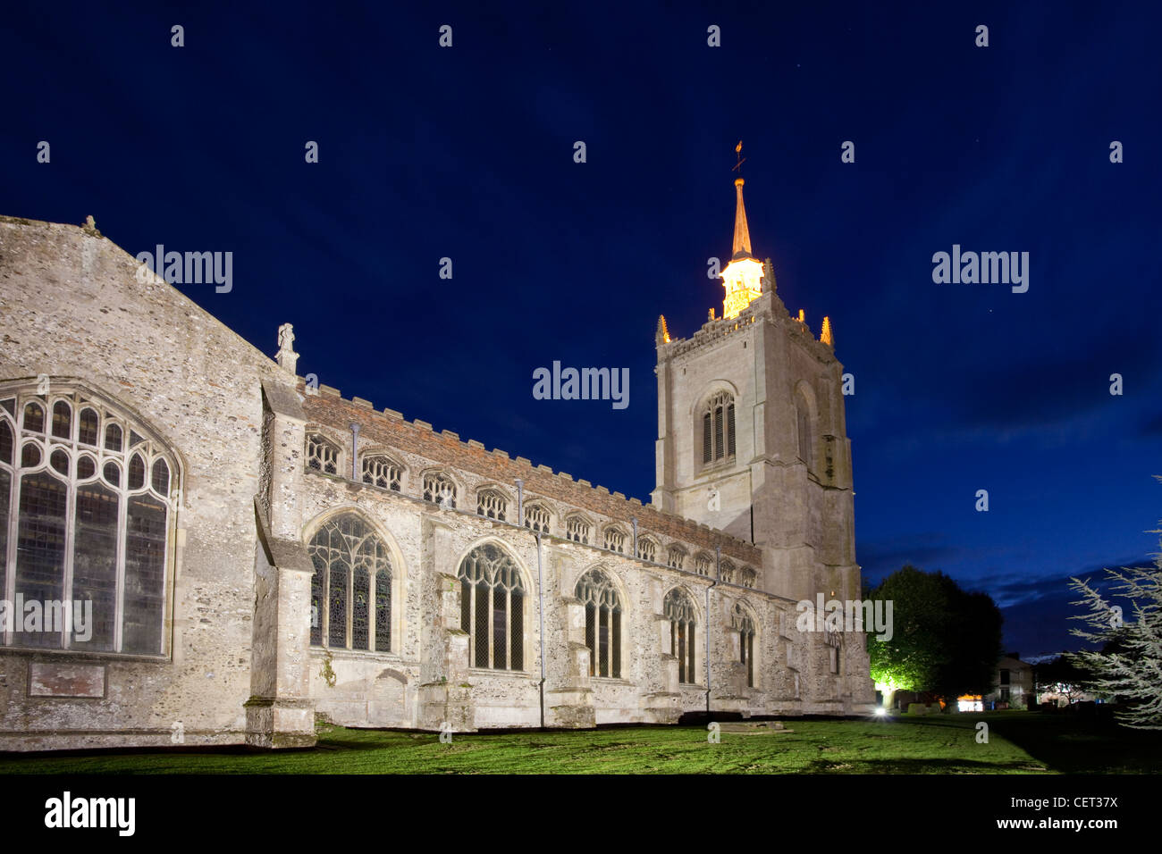 The 15th century church of St Peter and St Paul at night. Stock Photo