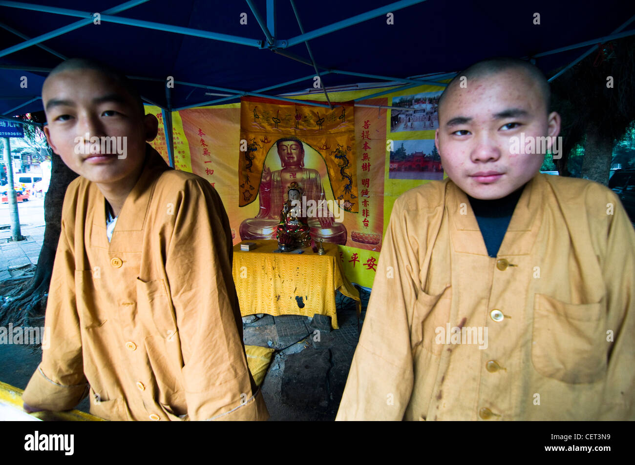 Chinese Buddhist monks in Shenzhen. Stock Photo