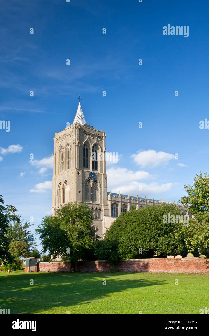 The medieval church of St Mary Magdalene, known as the Cathedral of the Fens, in the village of Gedney. Stock Photo