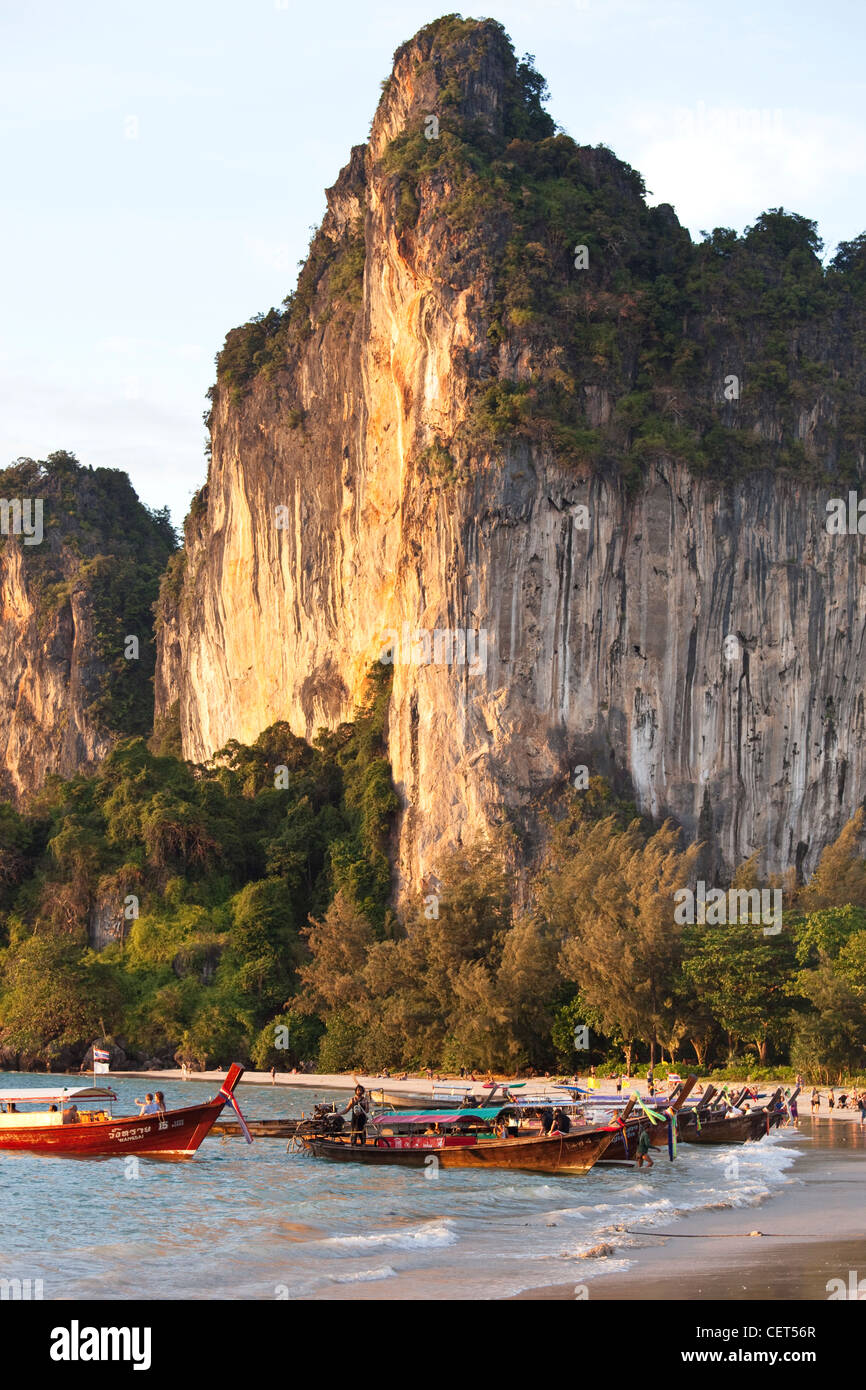 Cliff and beach in Railay, Southern Thailand Stock Photo