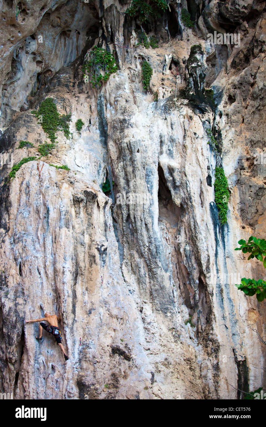 Climber in Railay, Southern Thailand Stock Photo