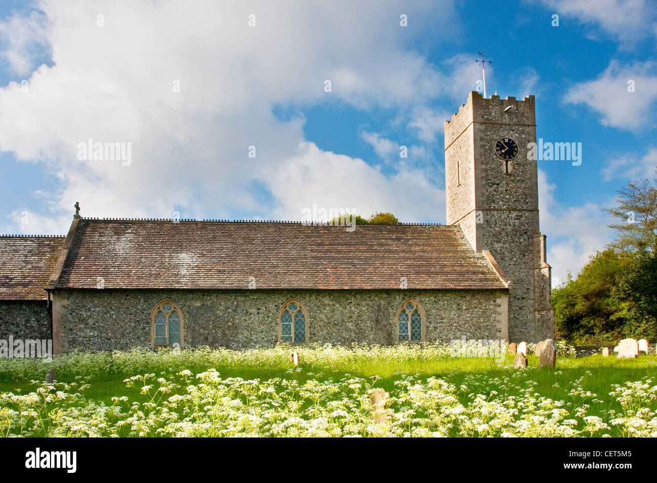 St James church on a bright spring day in Dunwich. Stock Photo
