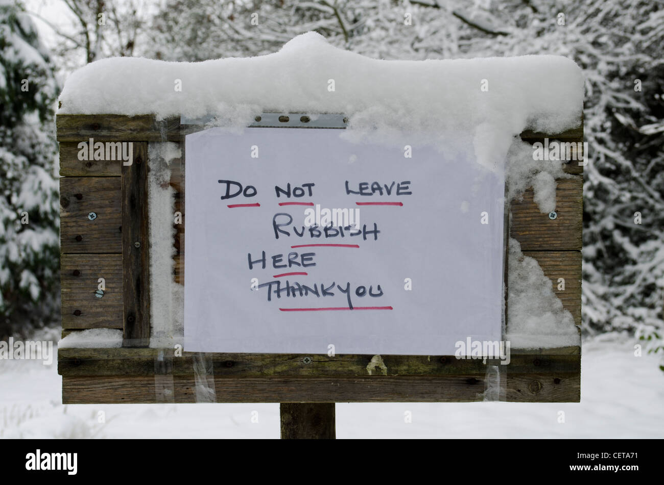 sign in snow Stock Photo