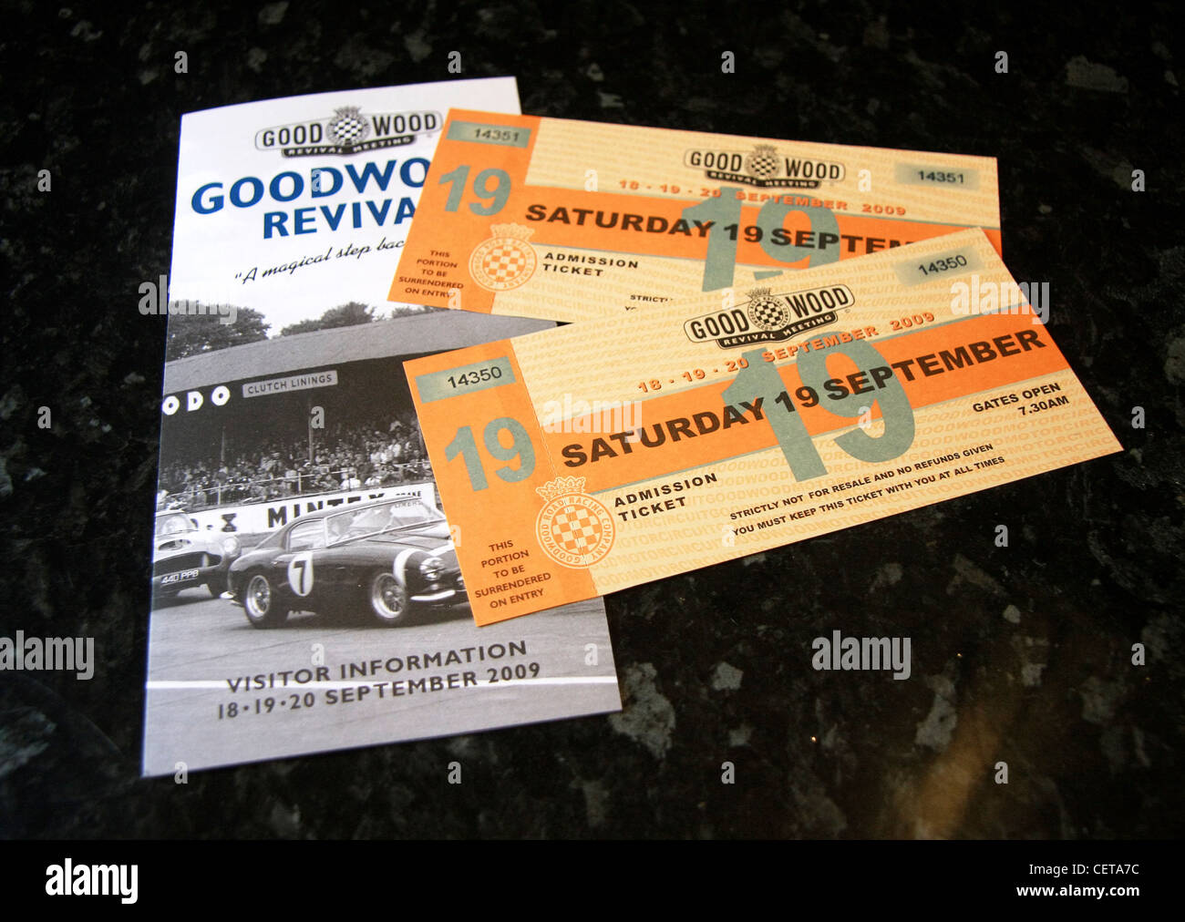 Tickets to Goodwood Revival and brochure Stock Photo Alamy