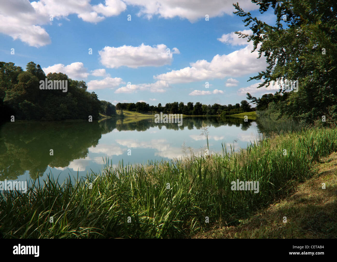 A view towards the water at Blenheim Palace. Stock Photo