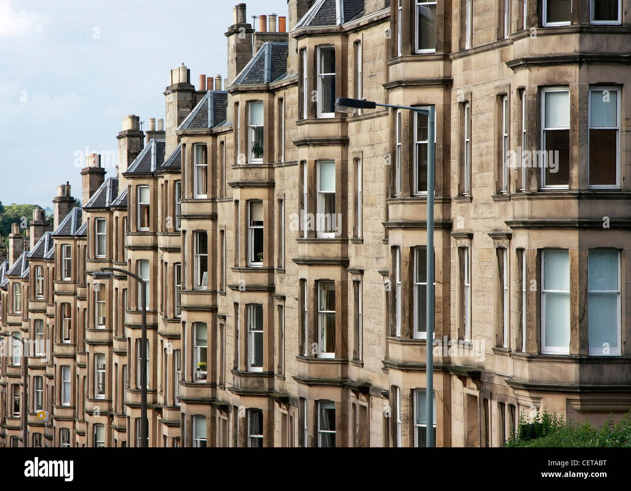 A view down a street in Edinburgh. Stock Photo