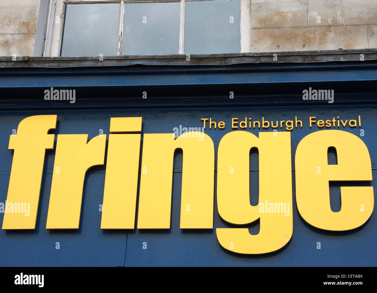 View of Fringe Festival sign in Edinburgh. Stock Photo