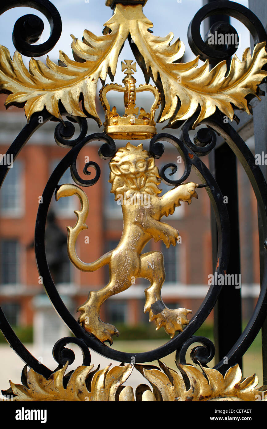 A gilded lion in Kensington Palace Gate. Stock Photo