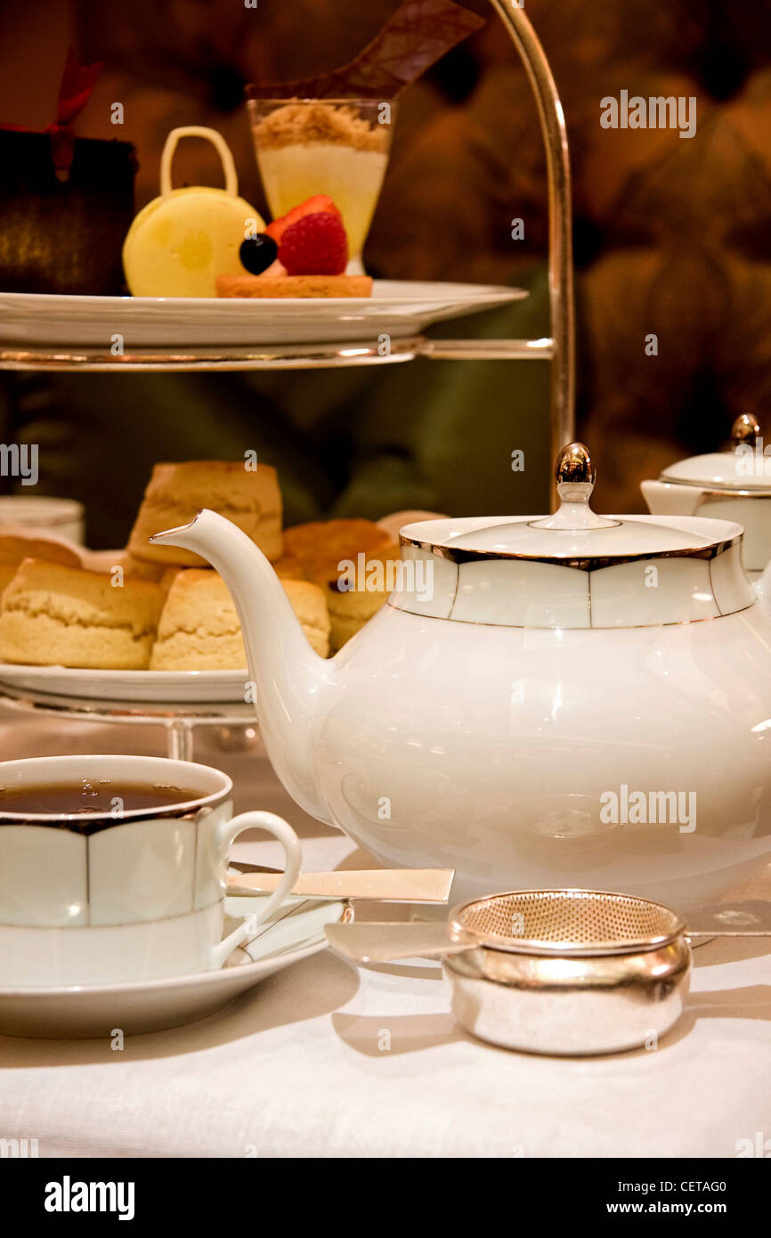 A selection of cakes and scones for afternoon tea. Stock Photo