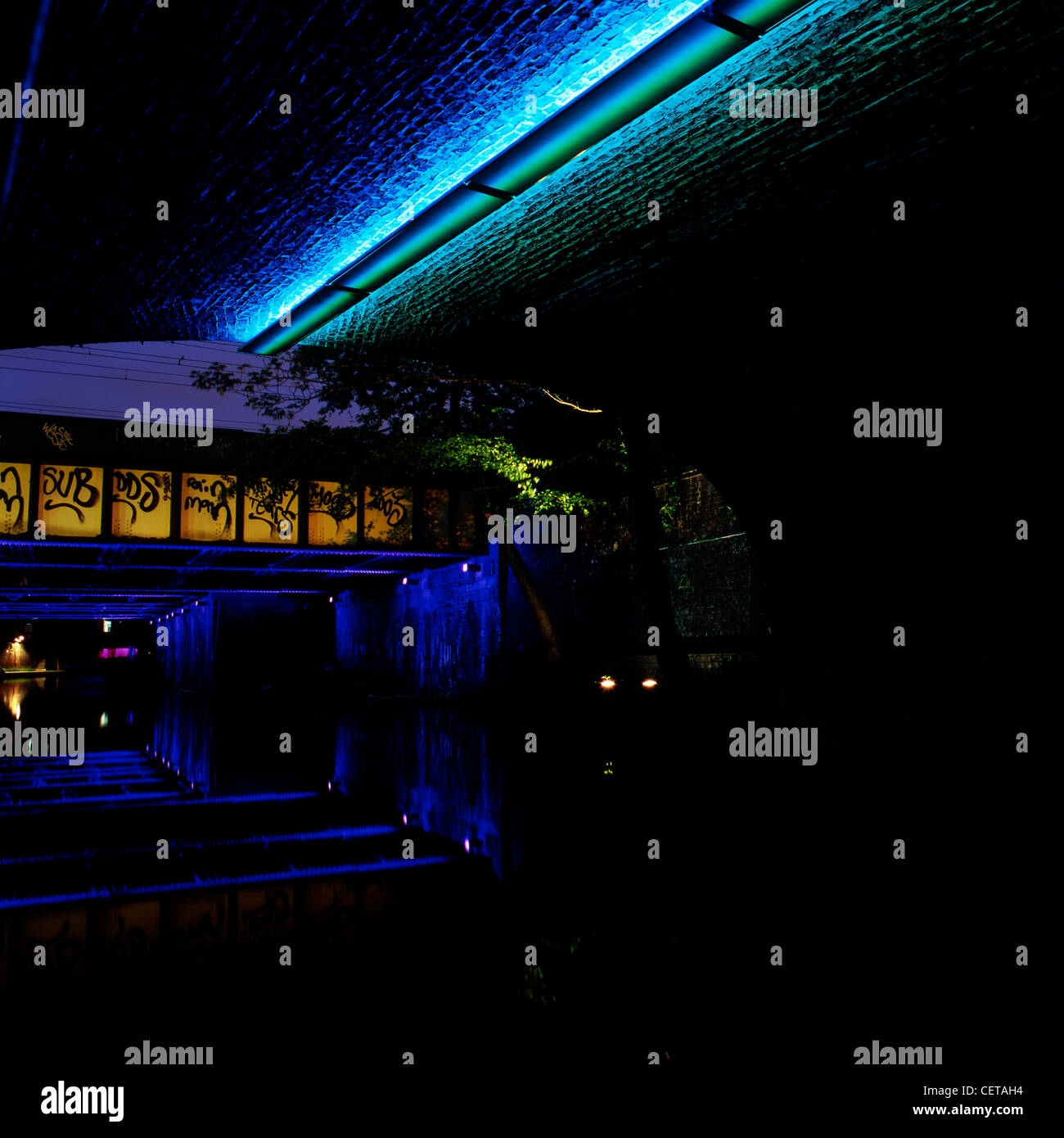 Camden Town at night. Camden is famous for its street markets as well