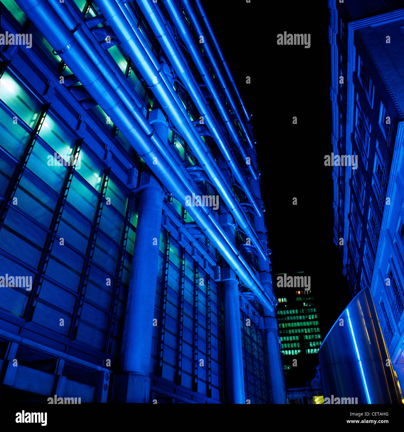 Lloyds Bank Building in Gresham Street at night. Lloyds Bank was one of