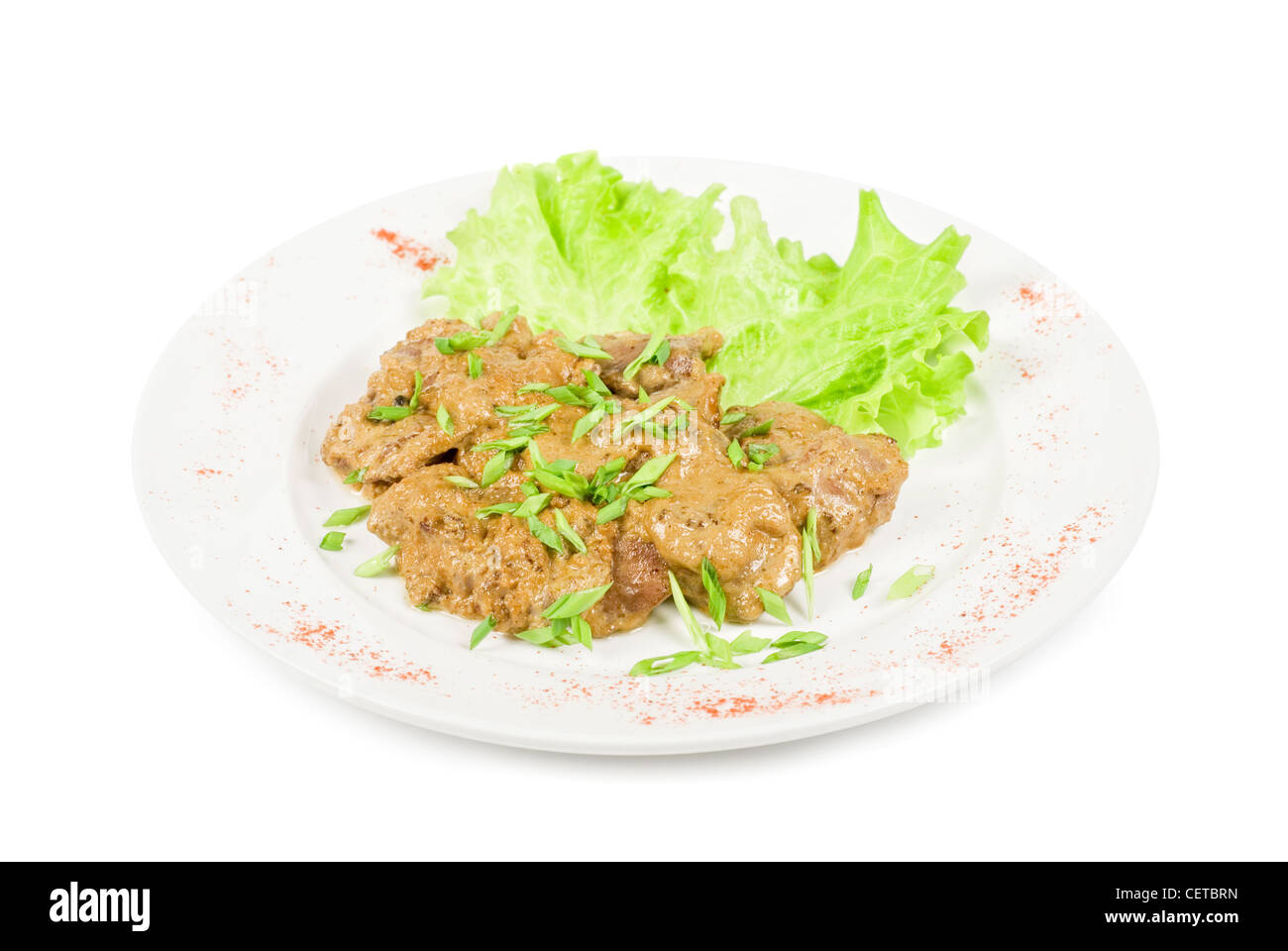 Fried liver of a rabbit stewed at sour cream Stock Photo - Alamy