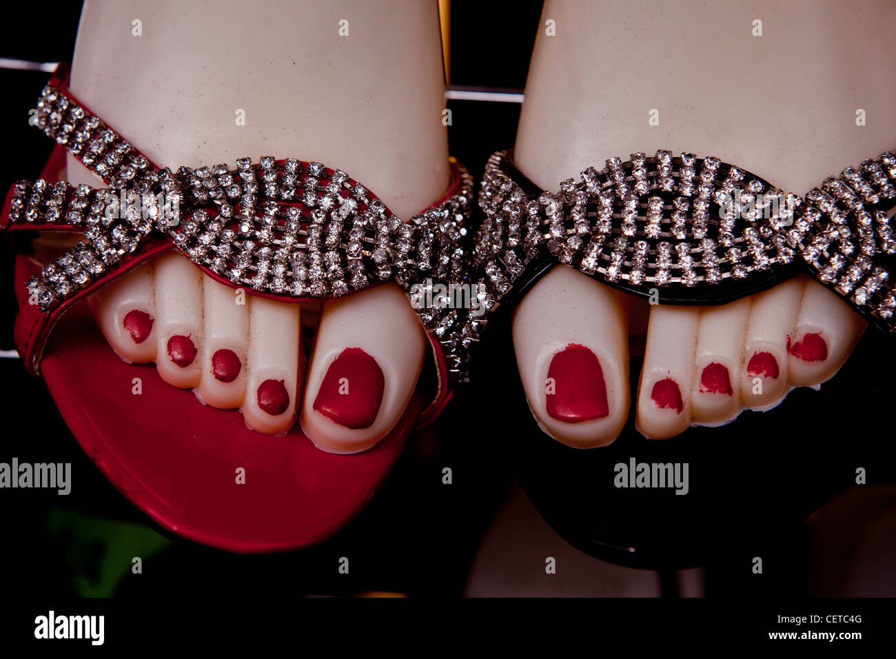 Mannequin's feet with painted toenails Stock Photo