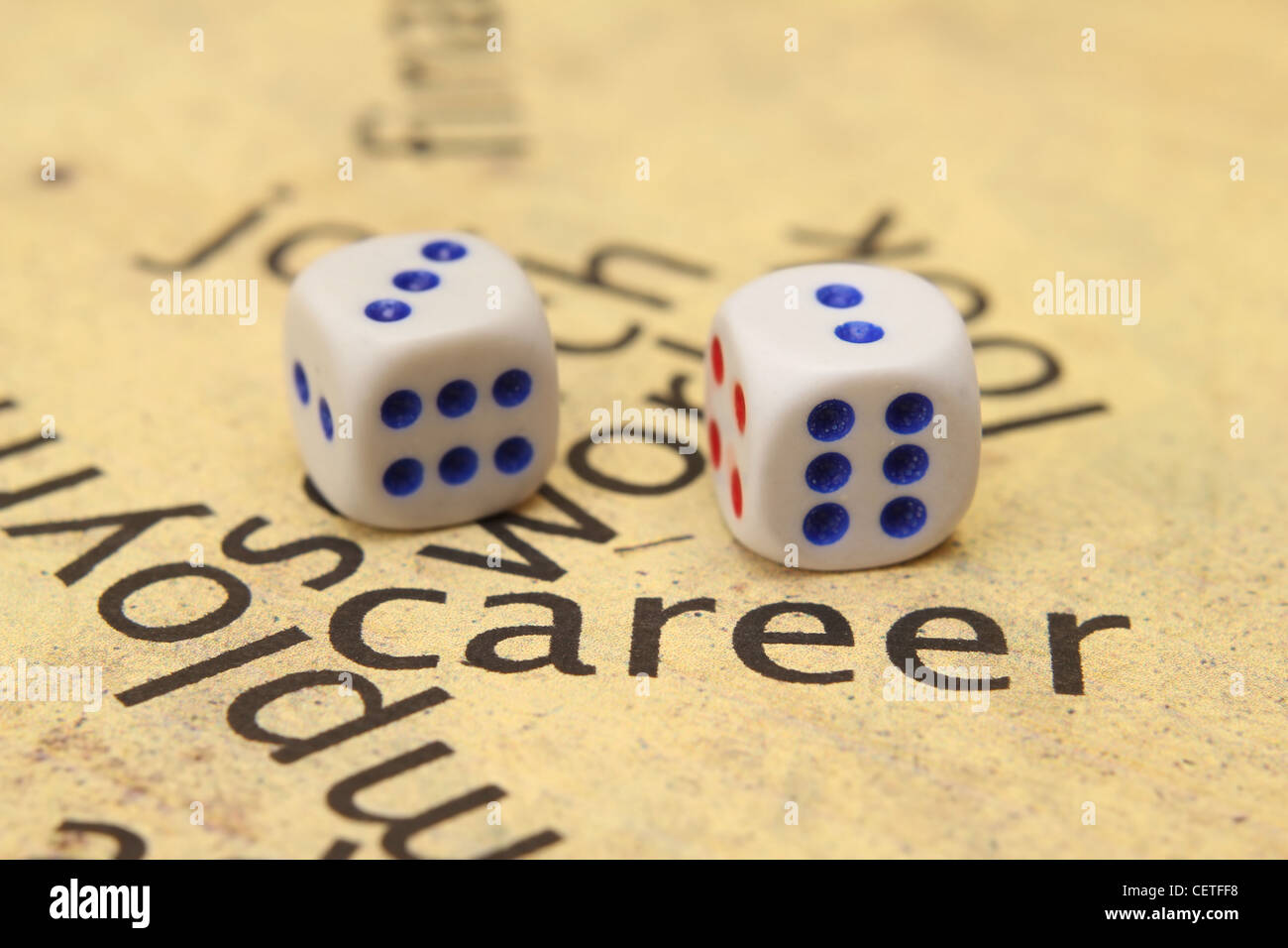 Career and dice concept Stock Photo Alamy