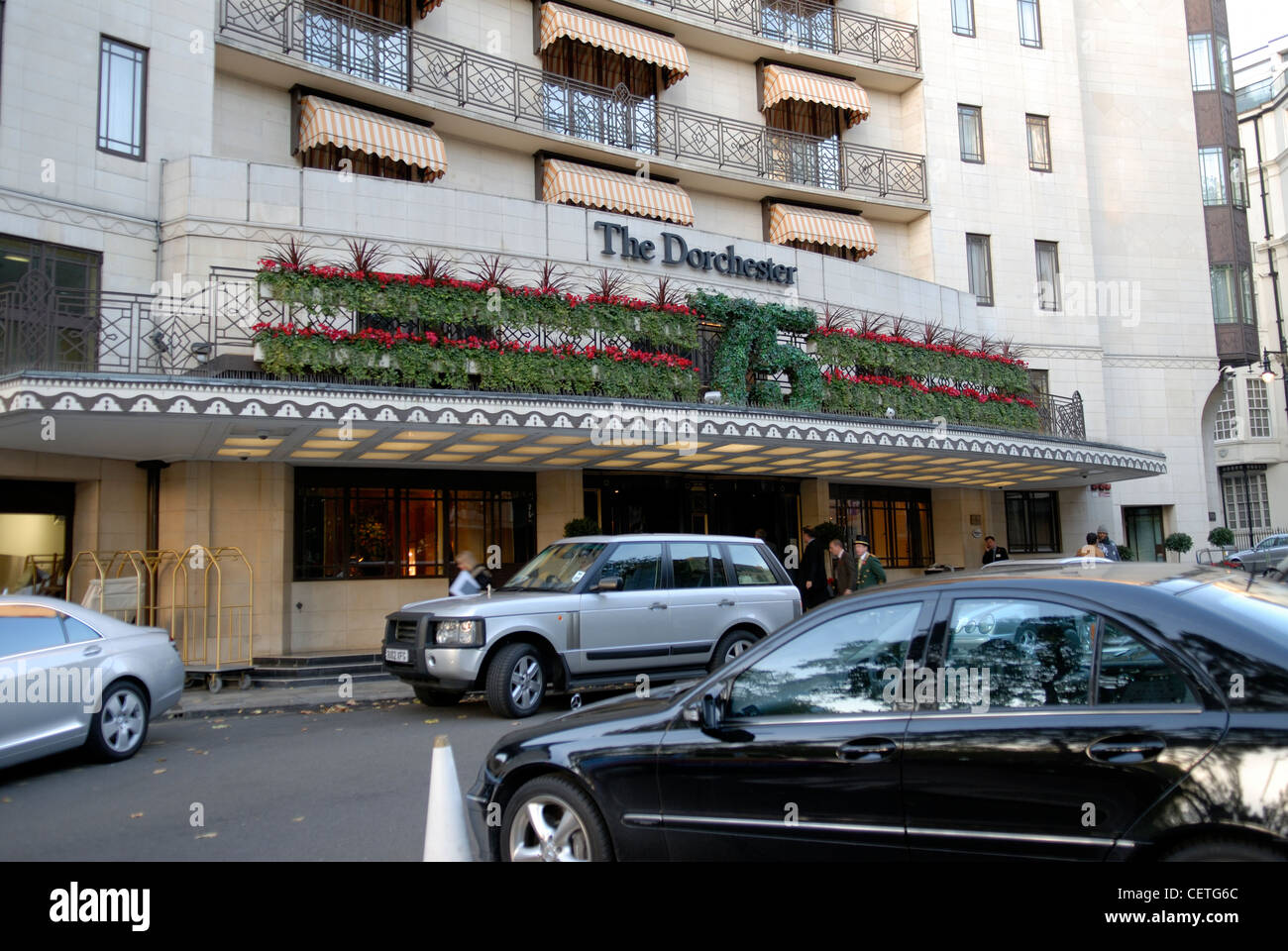 The Dorchester. The Dorchester Hotel opened on 18 April 1931 and was created by Sir Malcolm McAlpine and Sir Frances Towle. Stock Photo